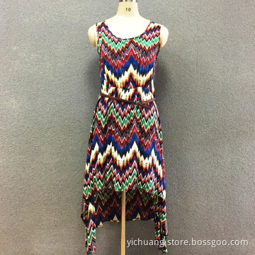 Women's viscose print elastic long dress